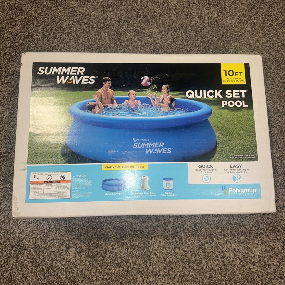 Summer Waves 10 ft X 30 in Quick set Ring Pool With Filter Pump In Hand